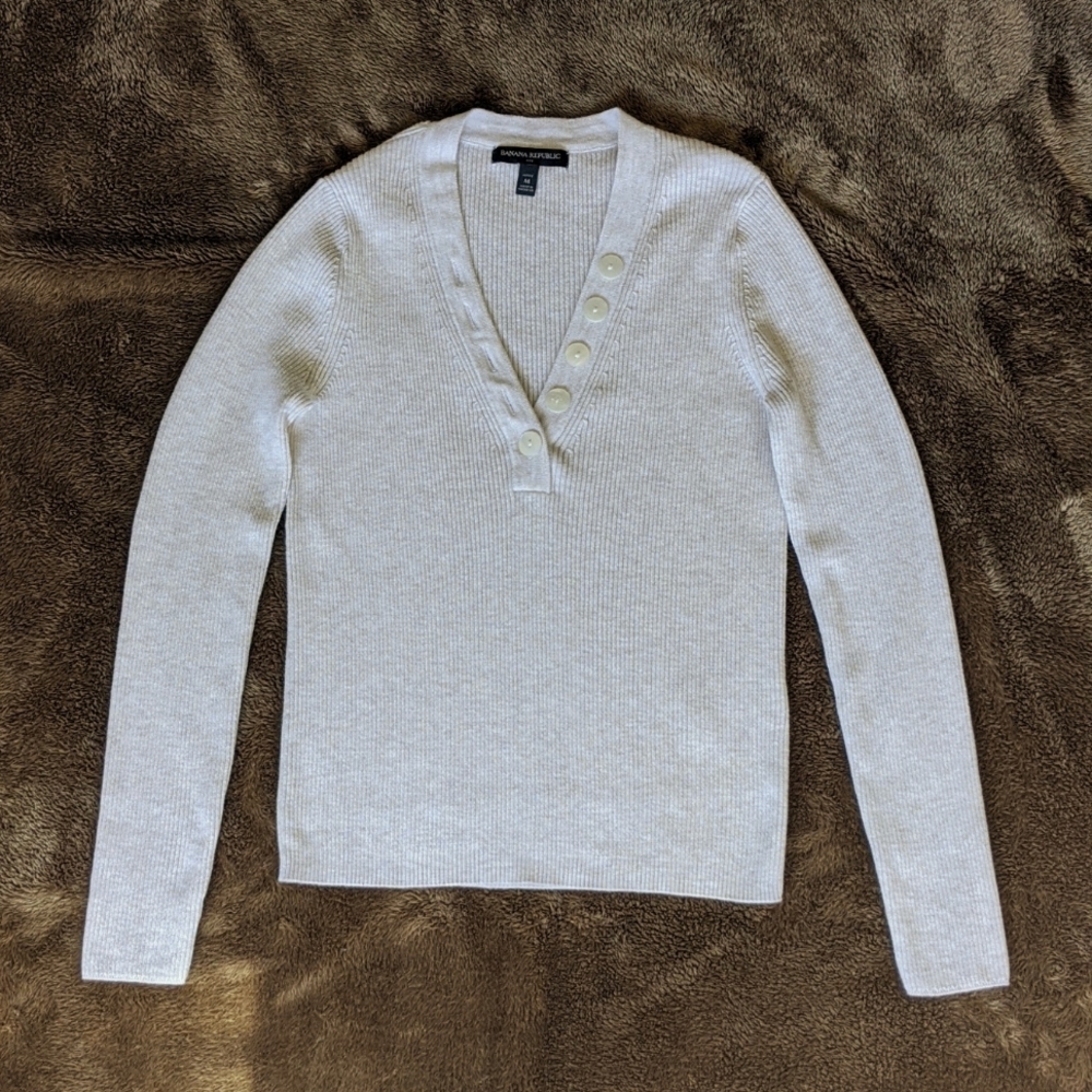 Banana Republic Beige Ribbed Top Size M